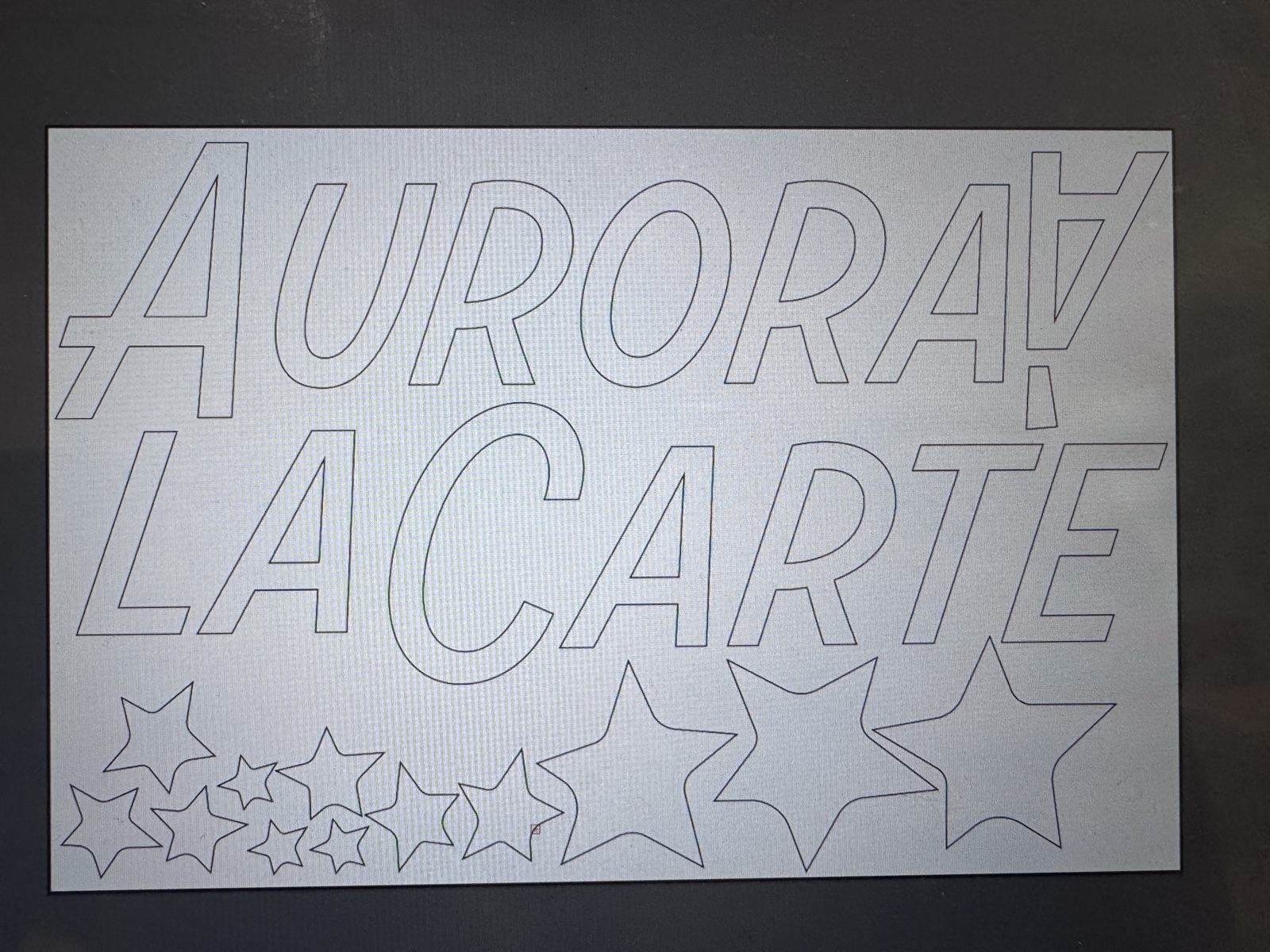 Laser-cutter template for the Aurora A La Carte sign lettering and stars